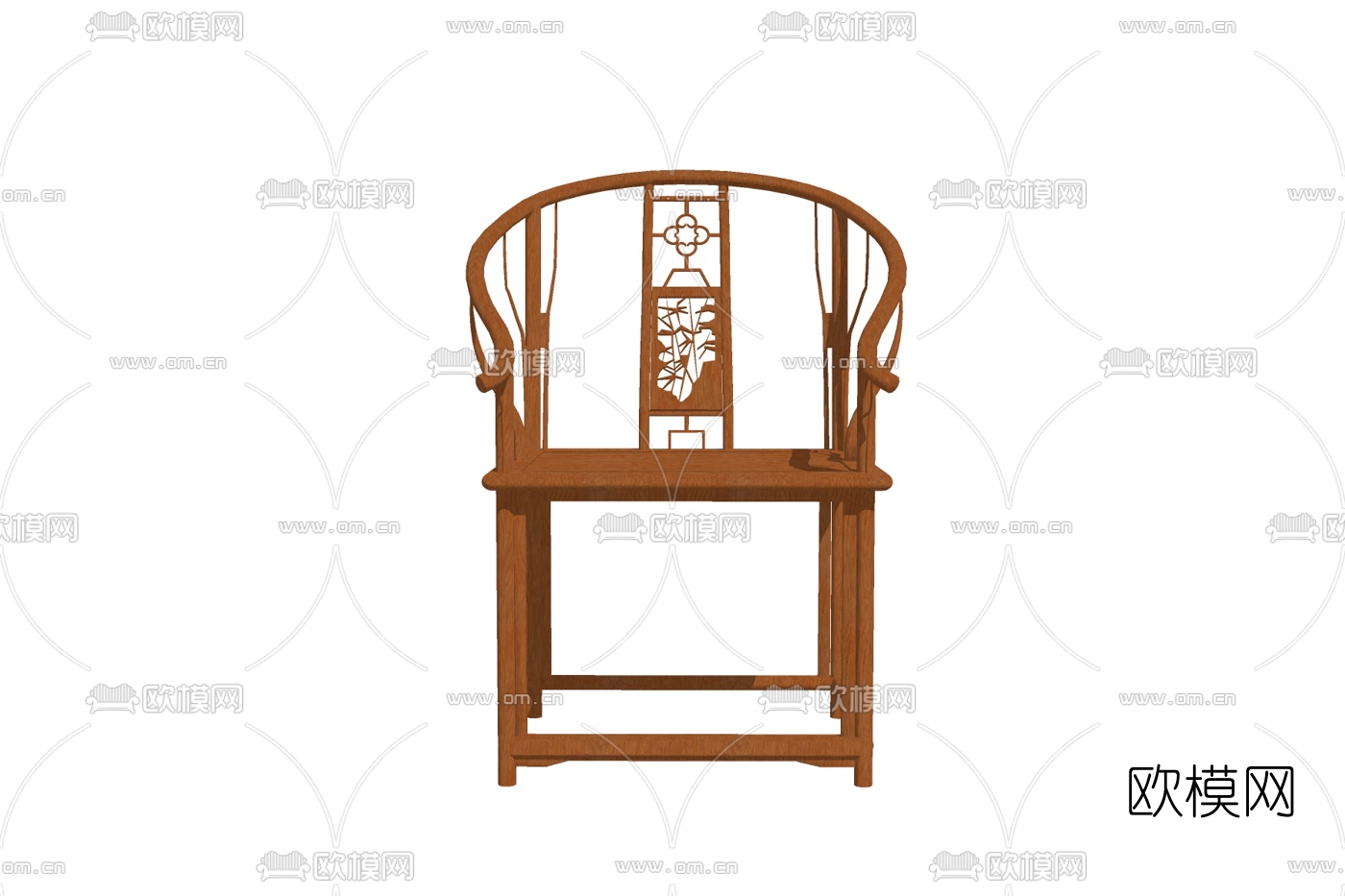 新中式实木圈椅su模型下载