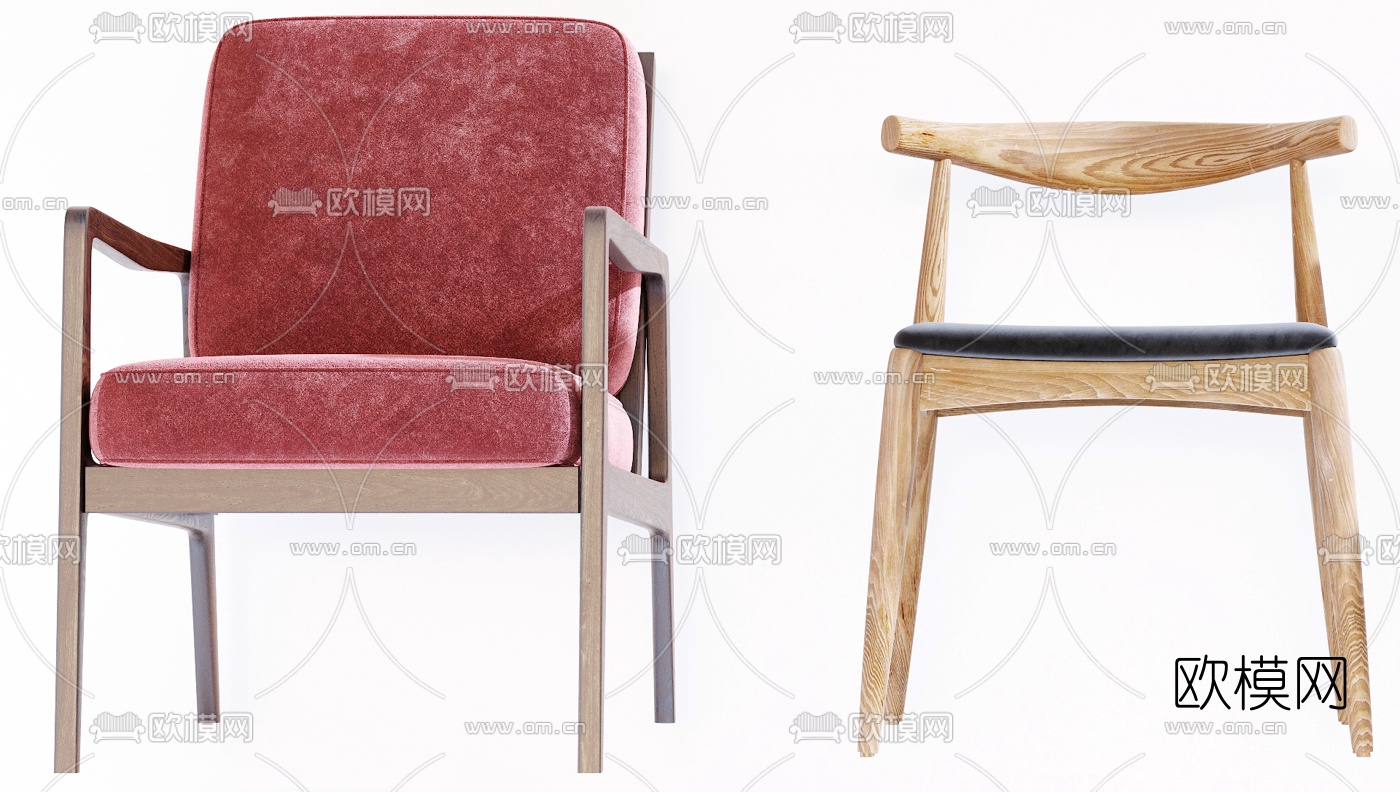 现代布艺休闲椅3d模型下载（渲染图2）