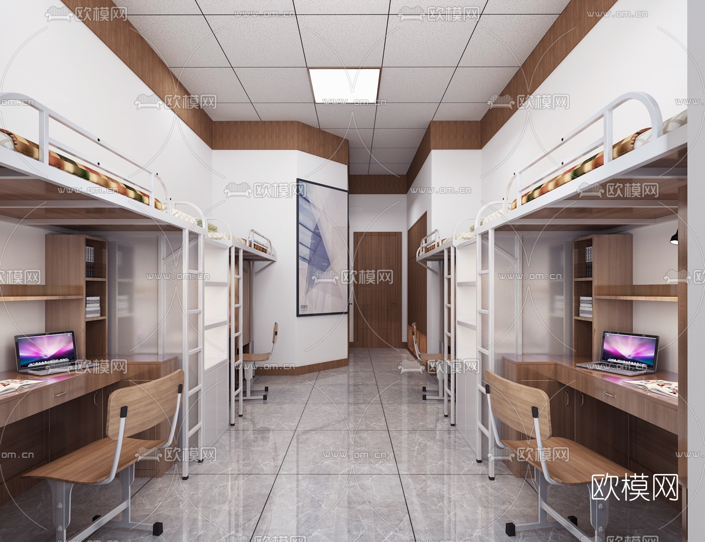 现代学校学生宿舍3d模型下载