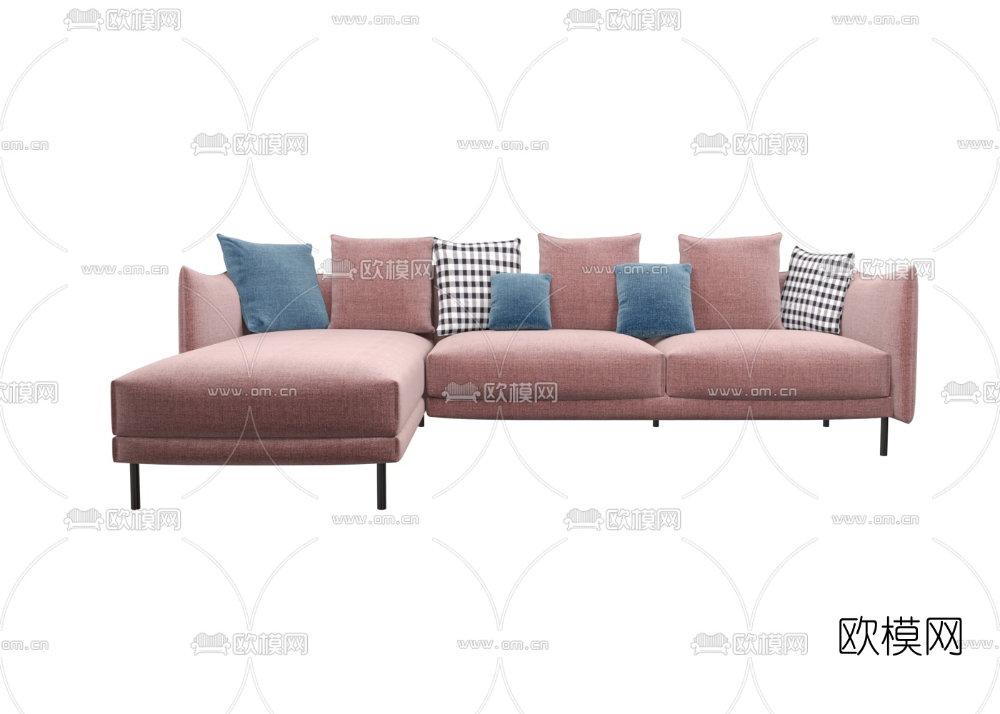 现代布艺转角多人沙发3d模型
