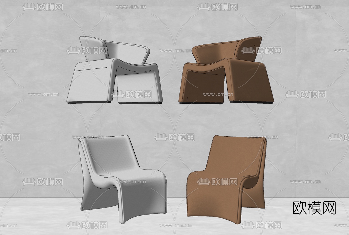 现代布艺休闲椅su模型下载