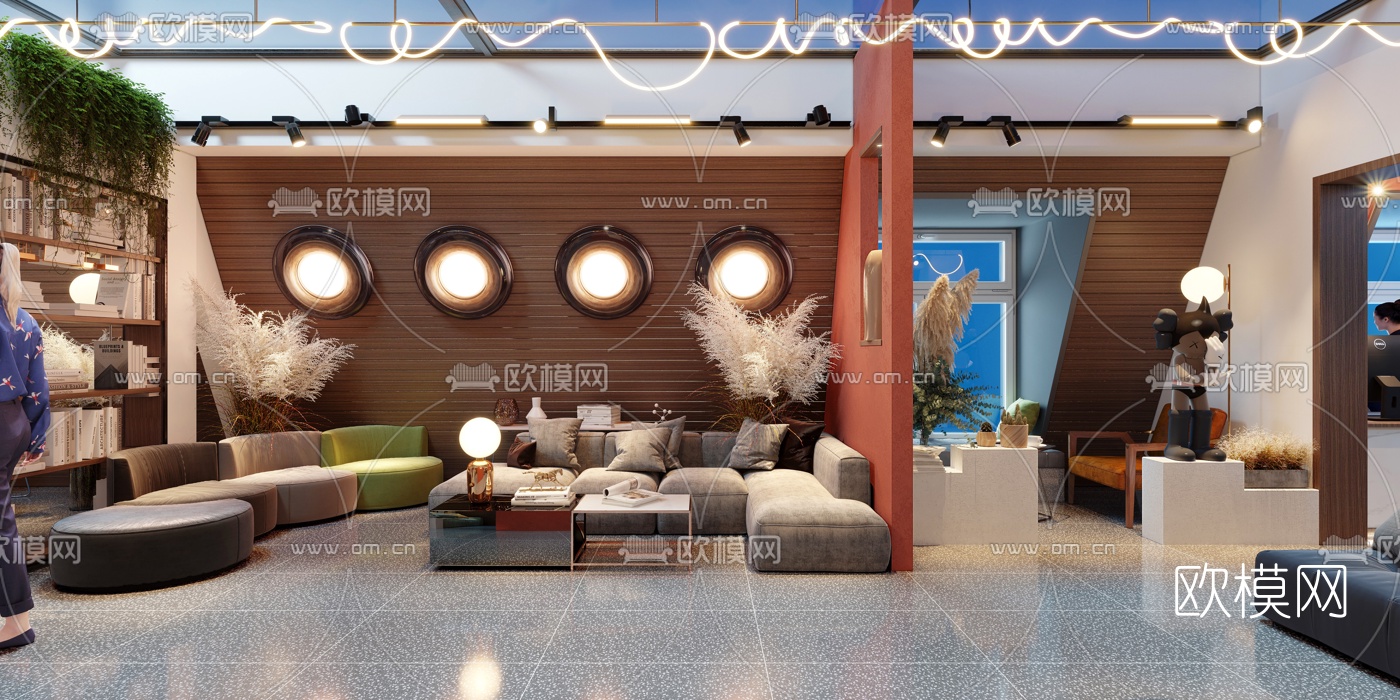 现代精品酒店大堂吧3d模型