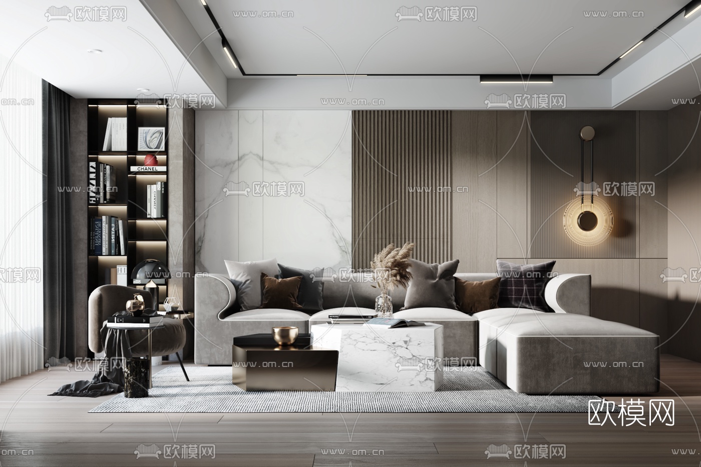 现代拐角沙发组合3d模型