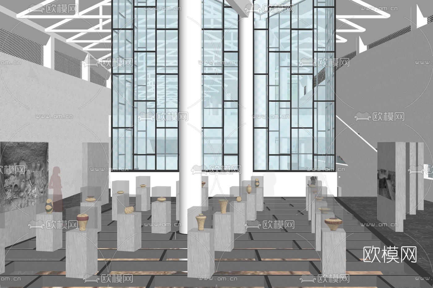 现代博物馆su模型下载