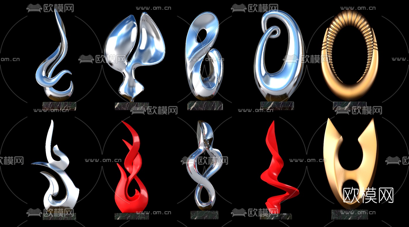 现代异形雕塑摆件3d模型
