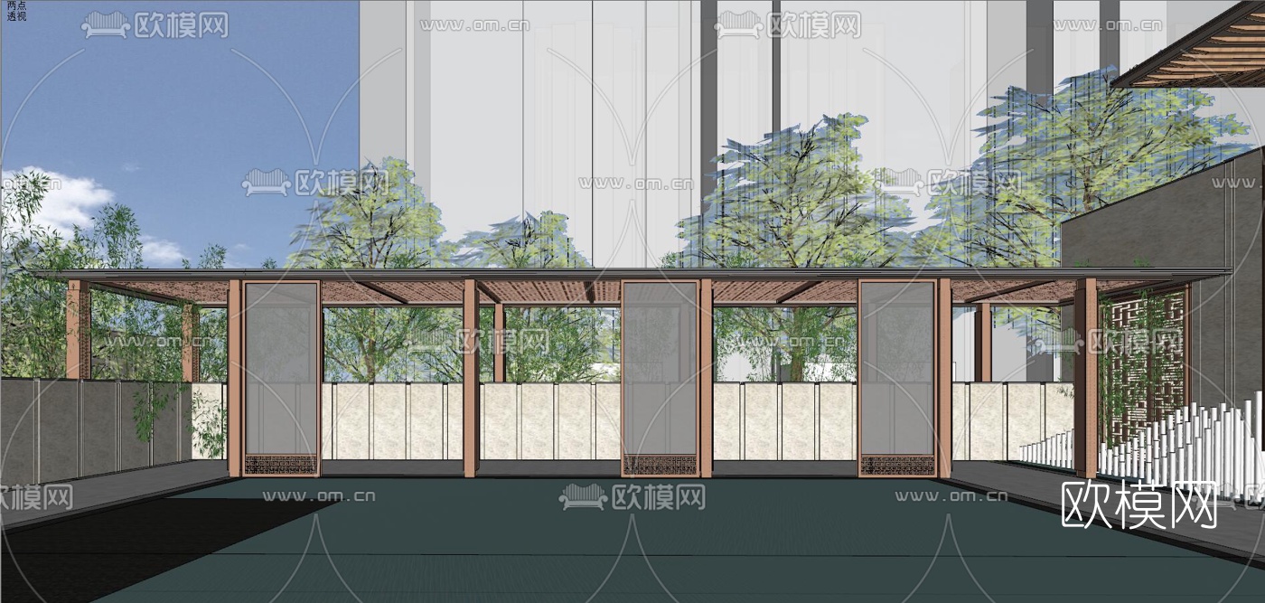 新中式售楼处su模型下载（渲染图5）