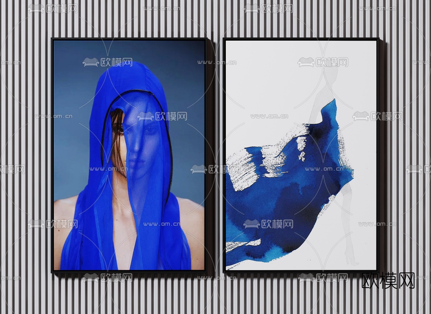 现代人物装饰挂画3d模型