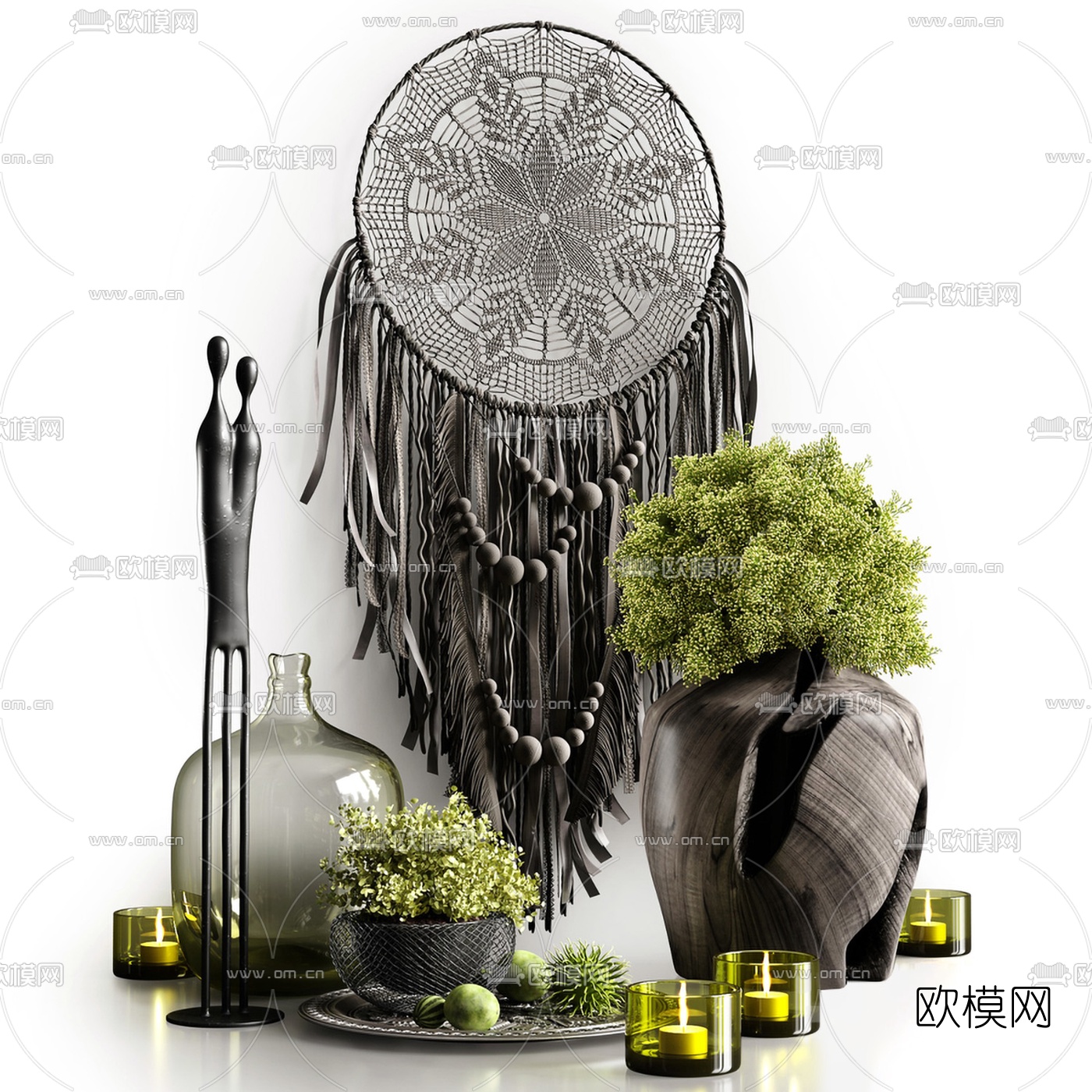 现代植物饰品摆件3d模型