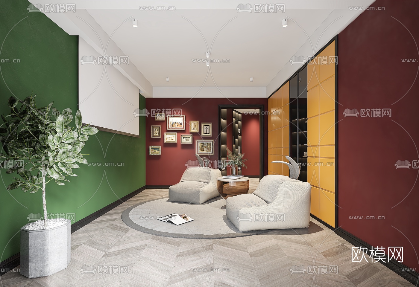 现代混搭影音室3d模型下载