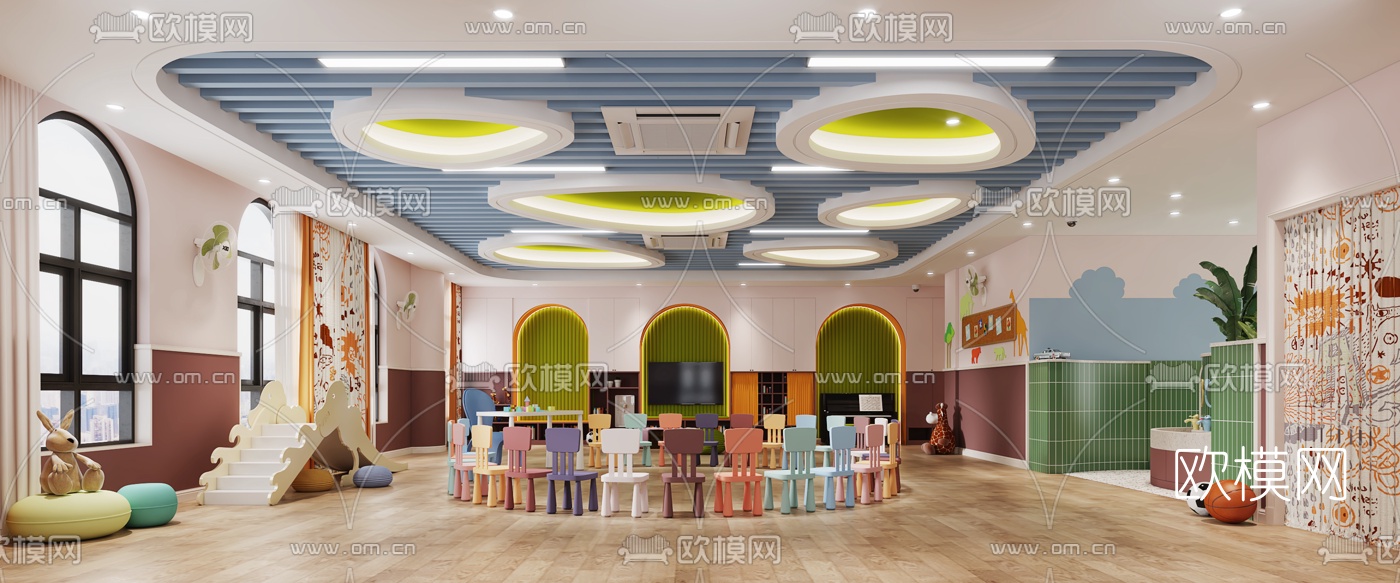 现代幼儿园教室卫生间3d模型下载（渲染图1）