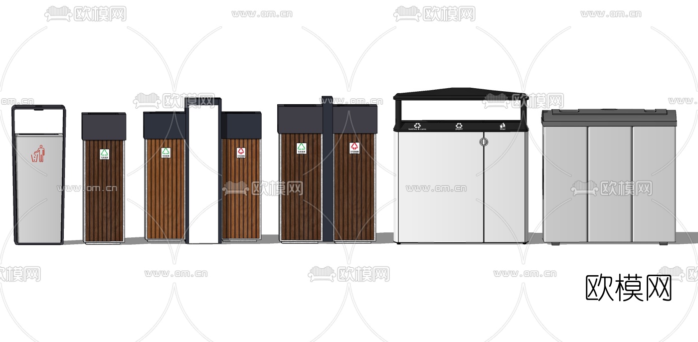 现代垃圾桶su模型下载