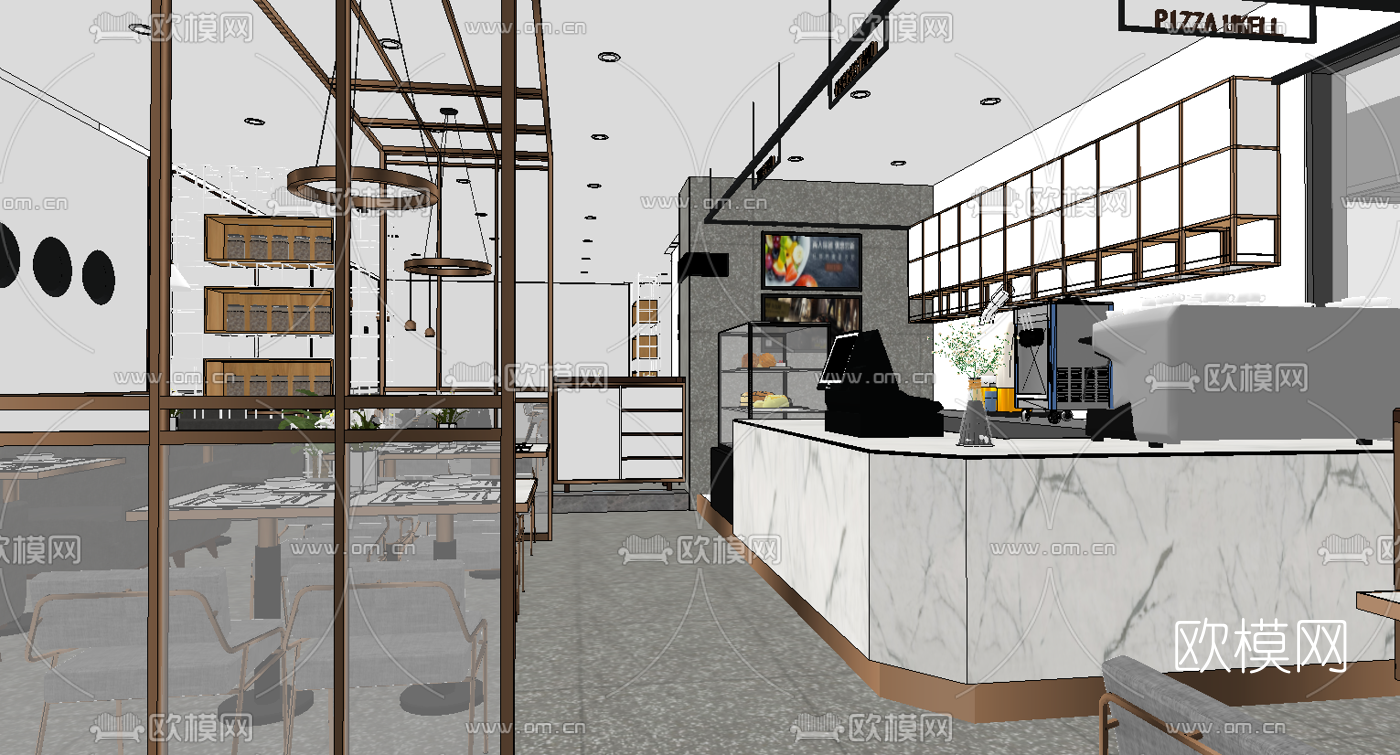 现代西餐厅su模型下载（渲染图3）