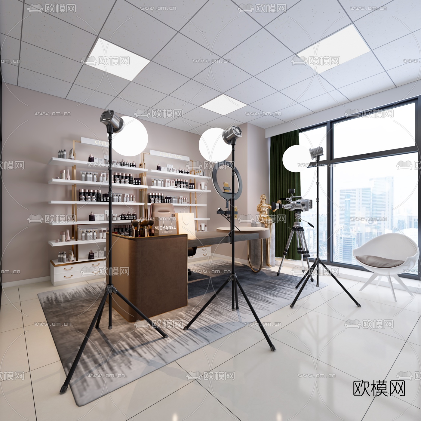 现代化妆品直播间3d模型下载