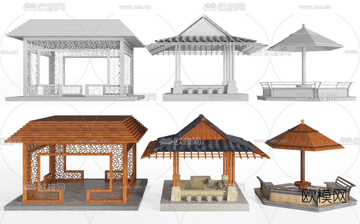 中式景观亭3d模型