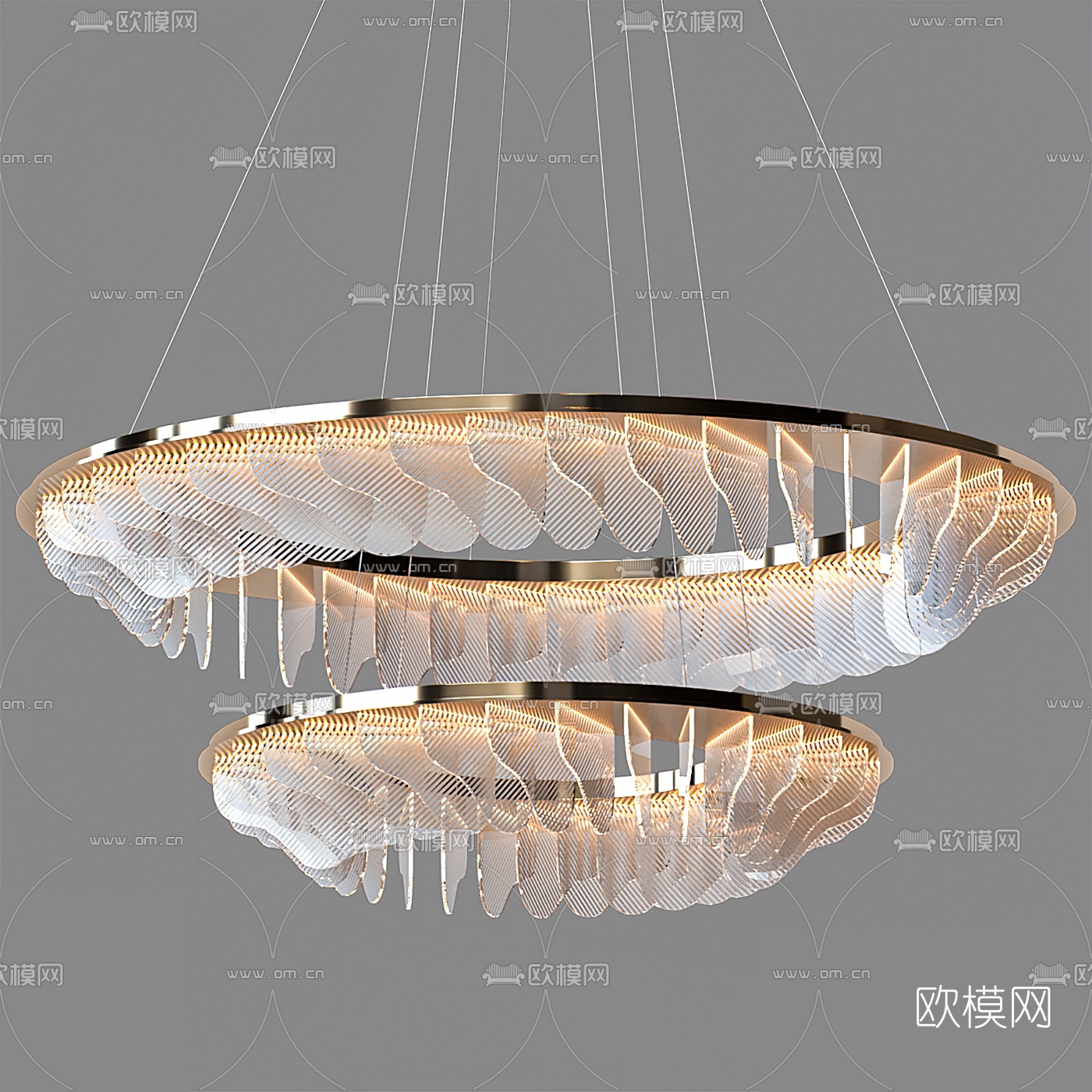 现代双层水晶吊灯3d模型