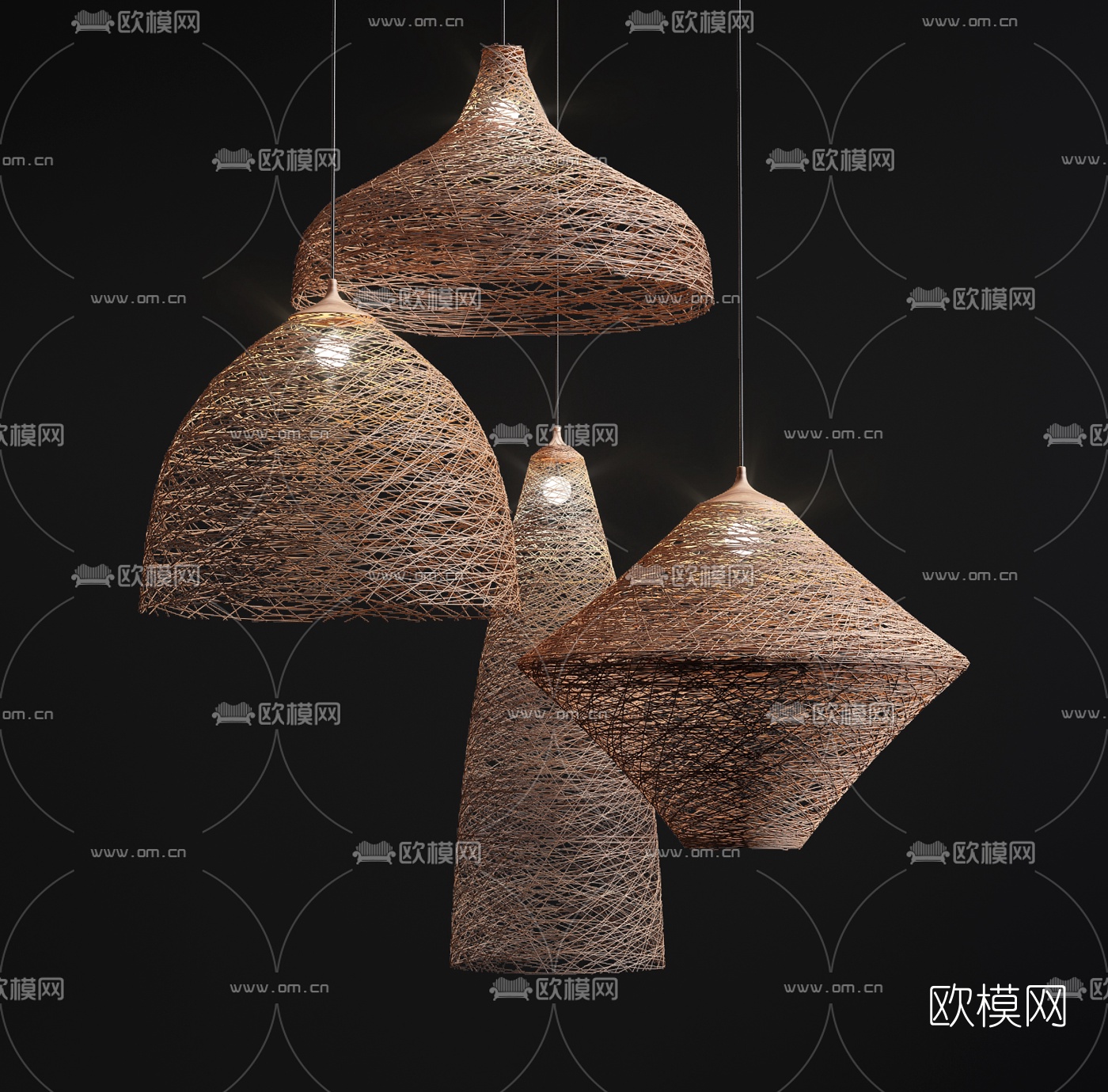 自然风编织吊灯3d模型下载