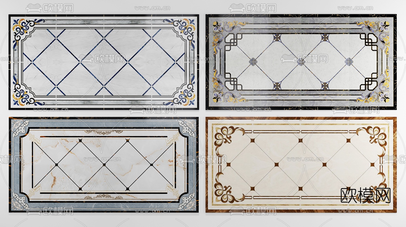 欧模网提供精美的简欧拼花瓷砖3d模型,本次模型素材主题为简欧拼花