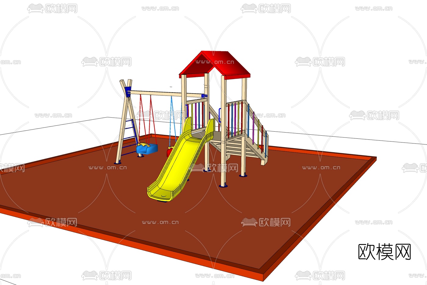 现代滑梯游乐设备免费su模型下载