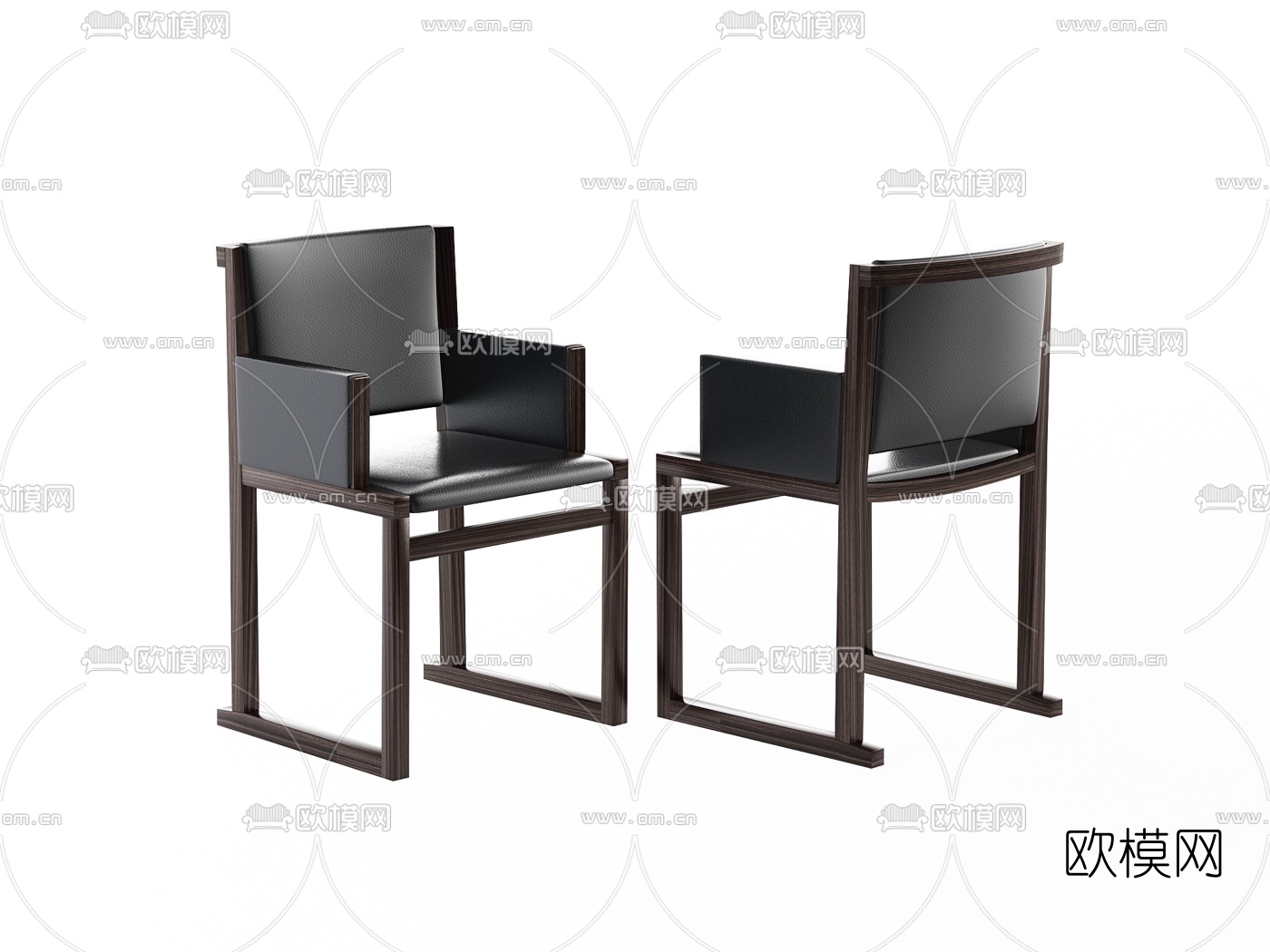 现代实木单椅3d模型