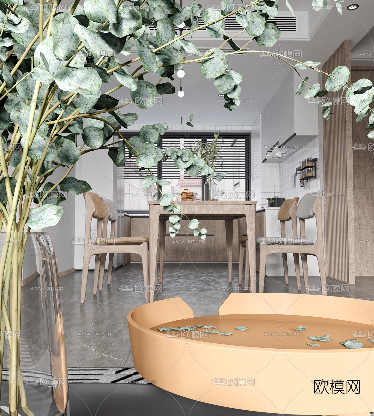 北欧客厅餐厅3d模型