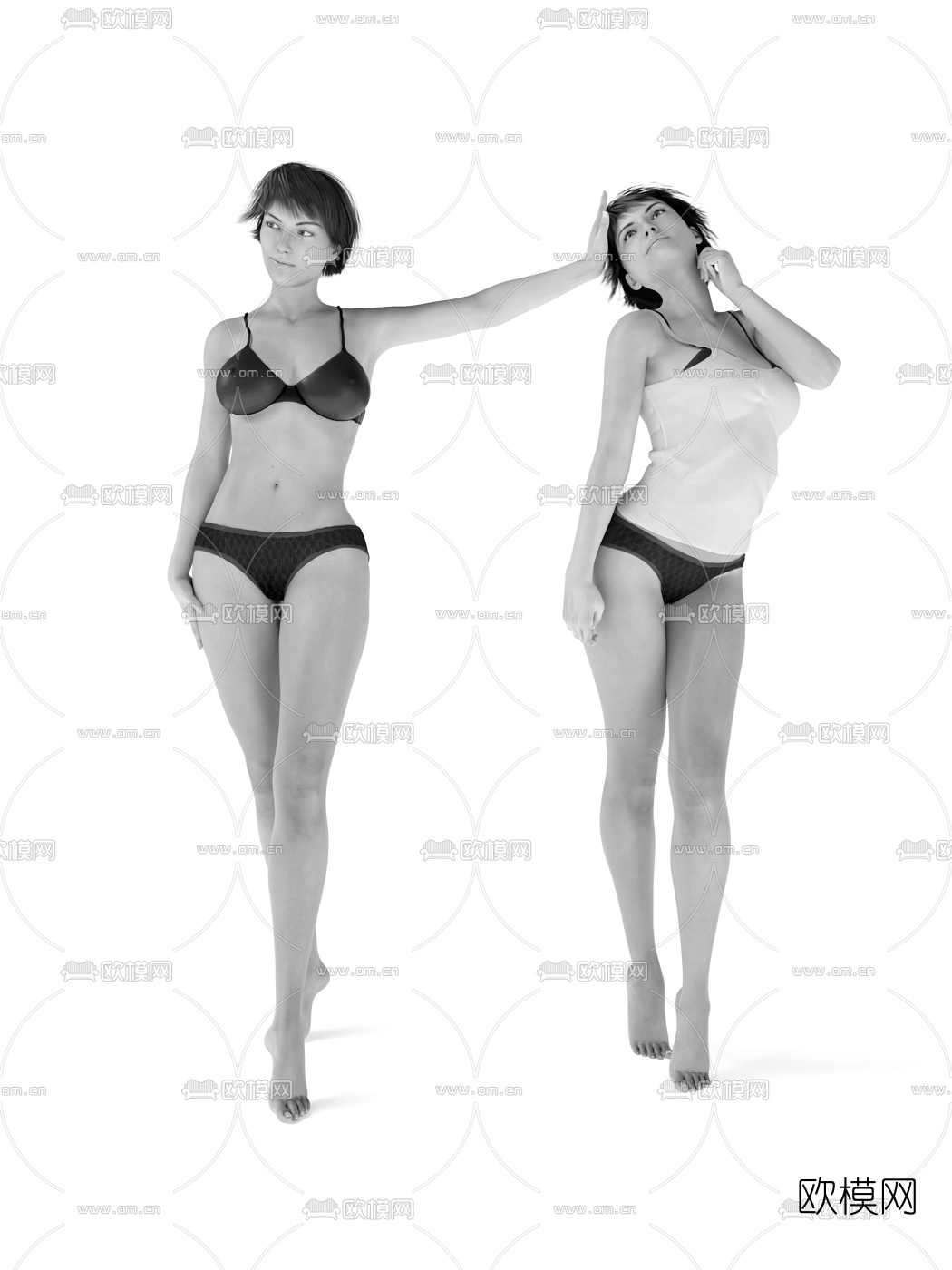 现代女性模特3d模型下载（渲染图2）