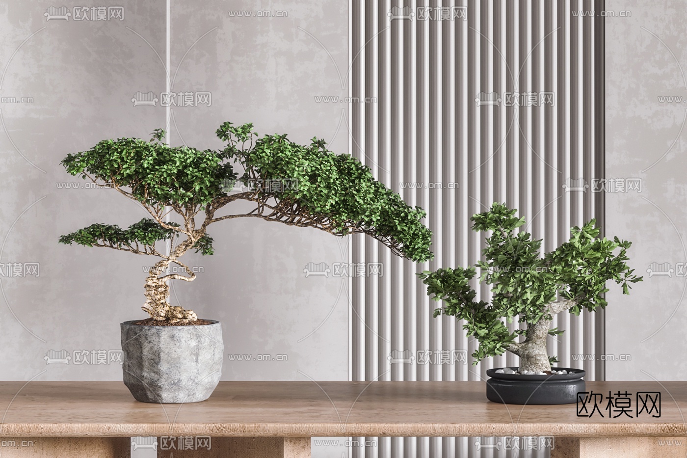 新中式绿植盆景3d模型下载