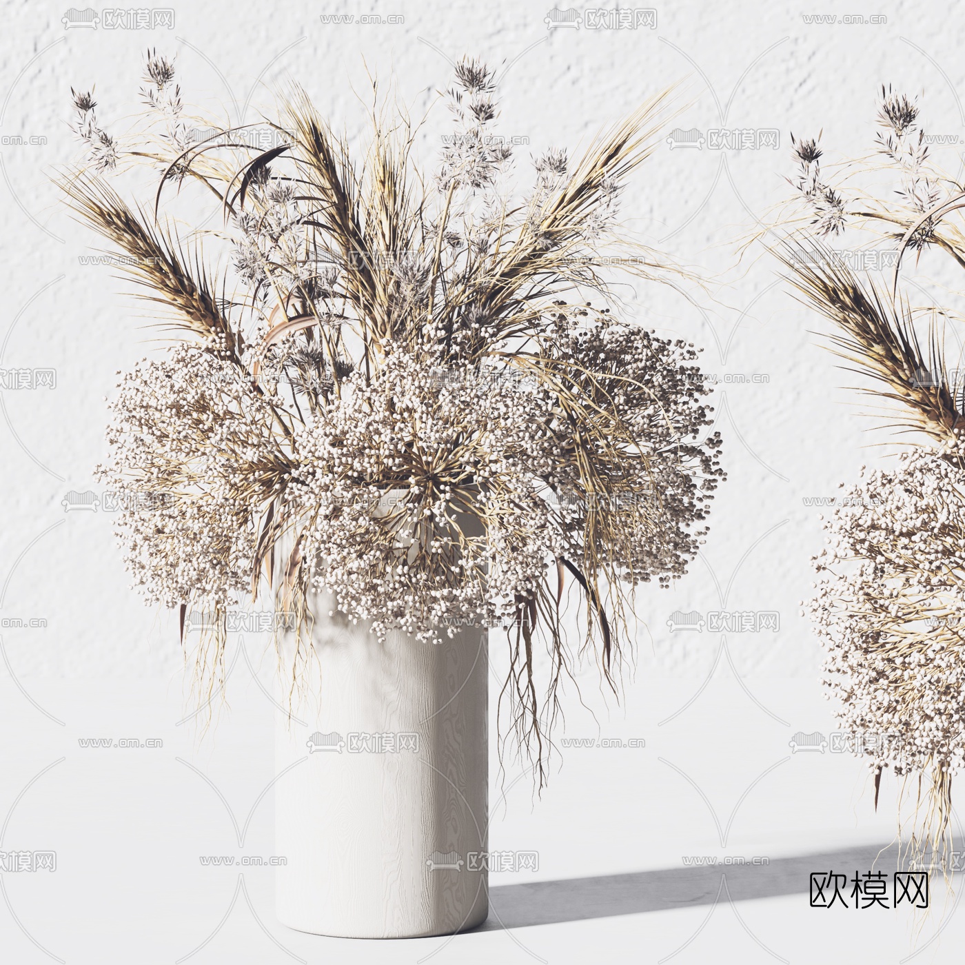 北欧麦穗干花插花3d模型下载（渲染图1）