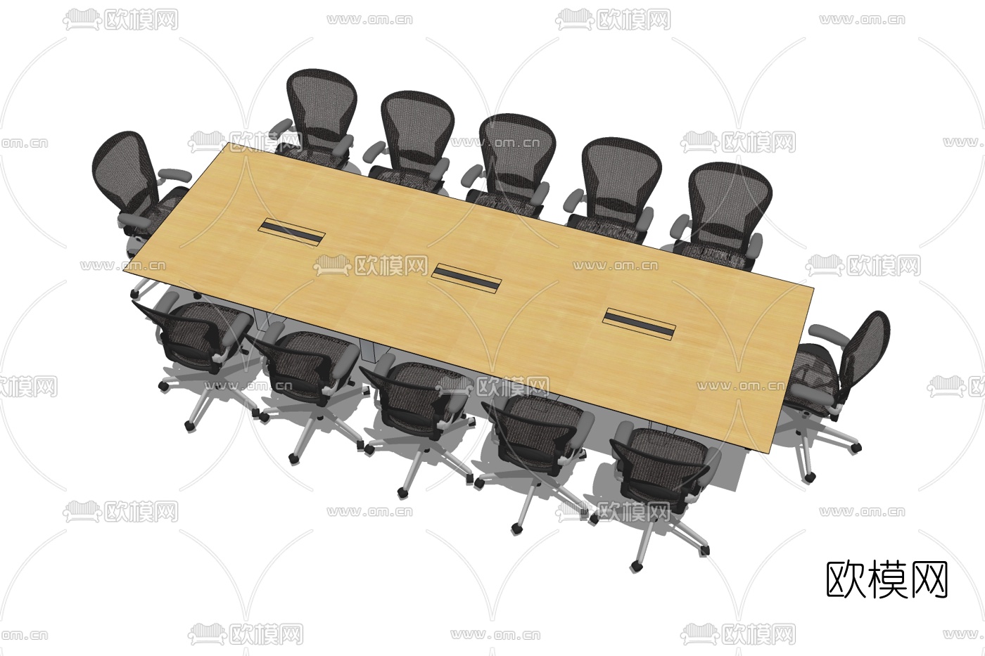 现代会议桌椅免费su模型下载