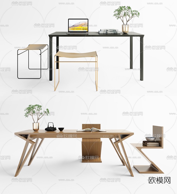 现代书桌椅3d模型