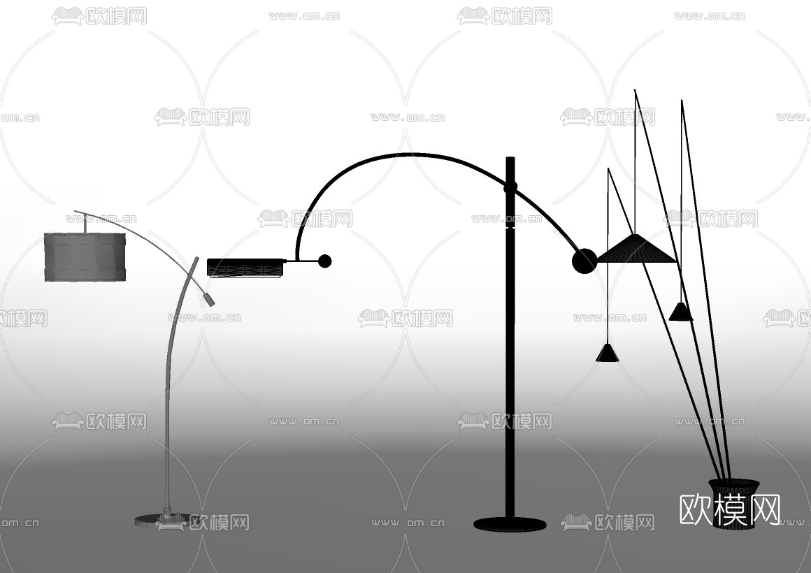 现代落地灯su模型下载（渲染图2）