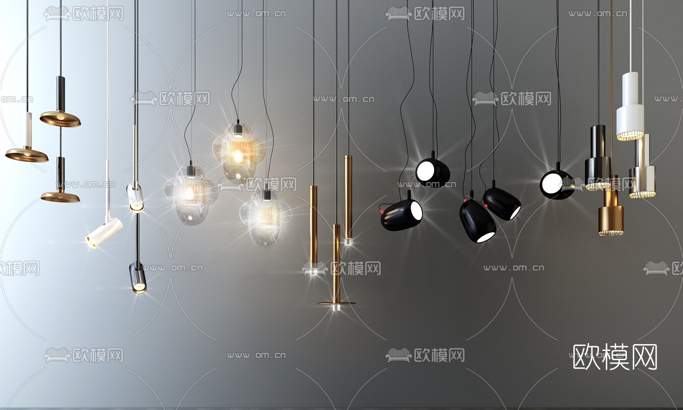 现代简约金属吊灯3d模型