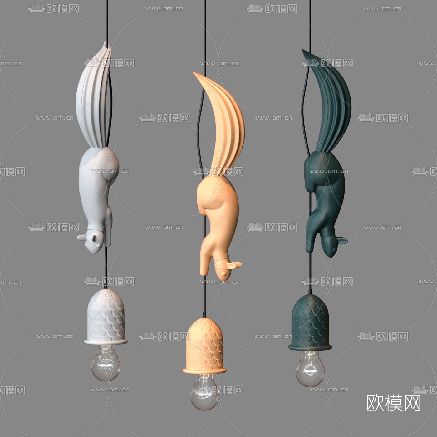 北欧小松鼠艺术吊灯3d模型下载