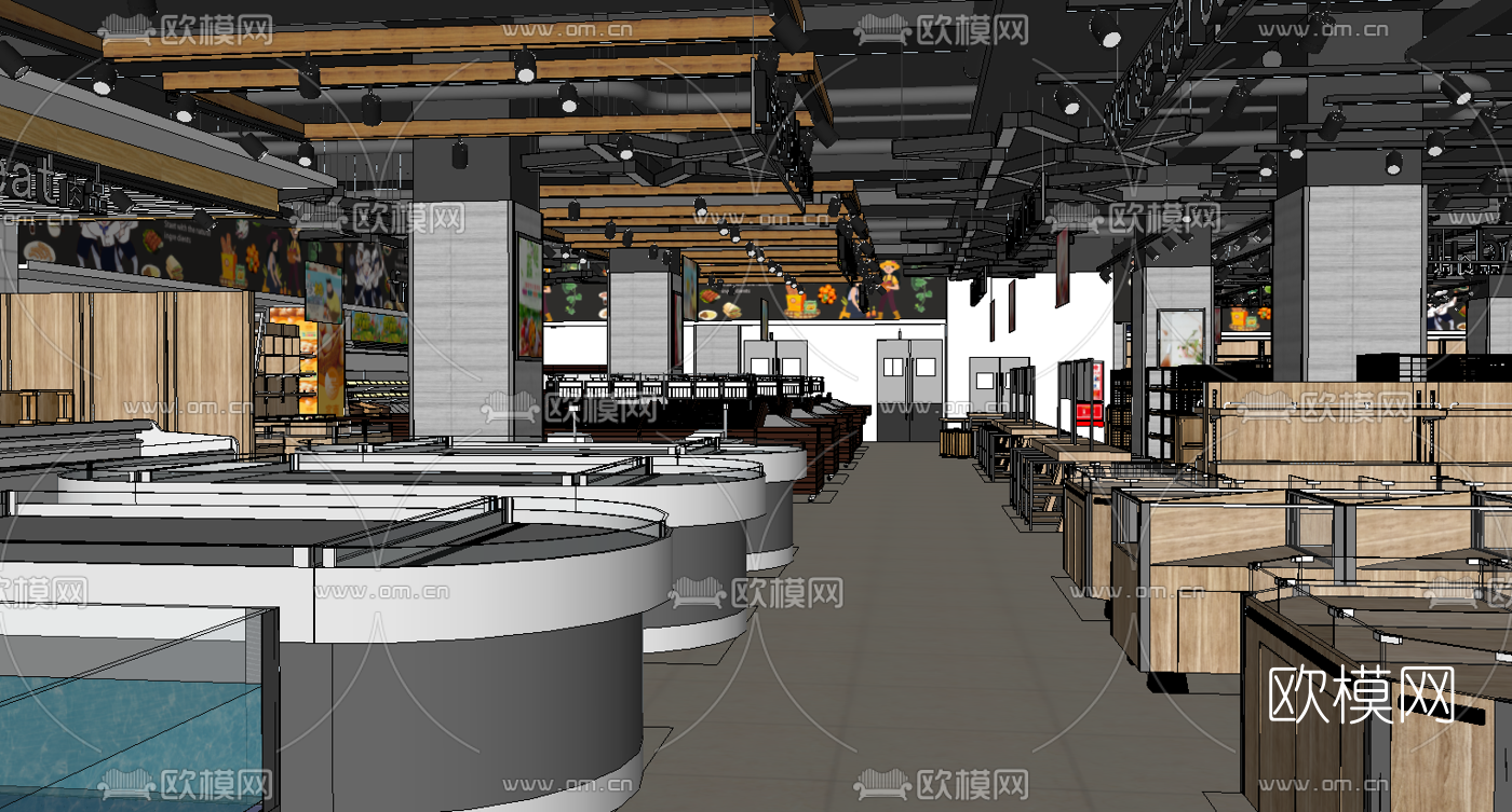 现代大型商场超市su模型