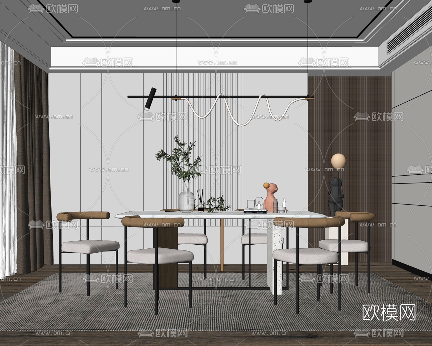 北欧餐厅su模型下载