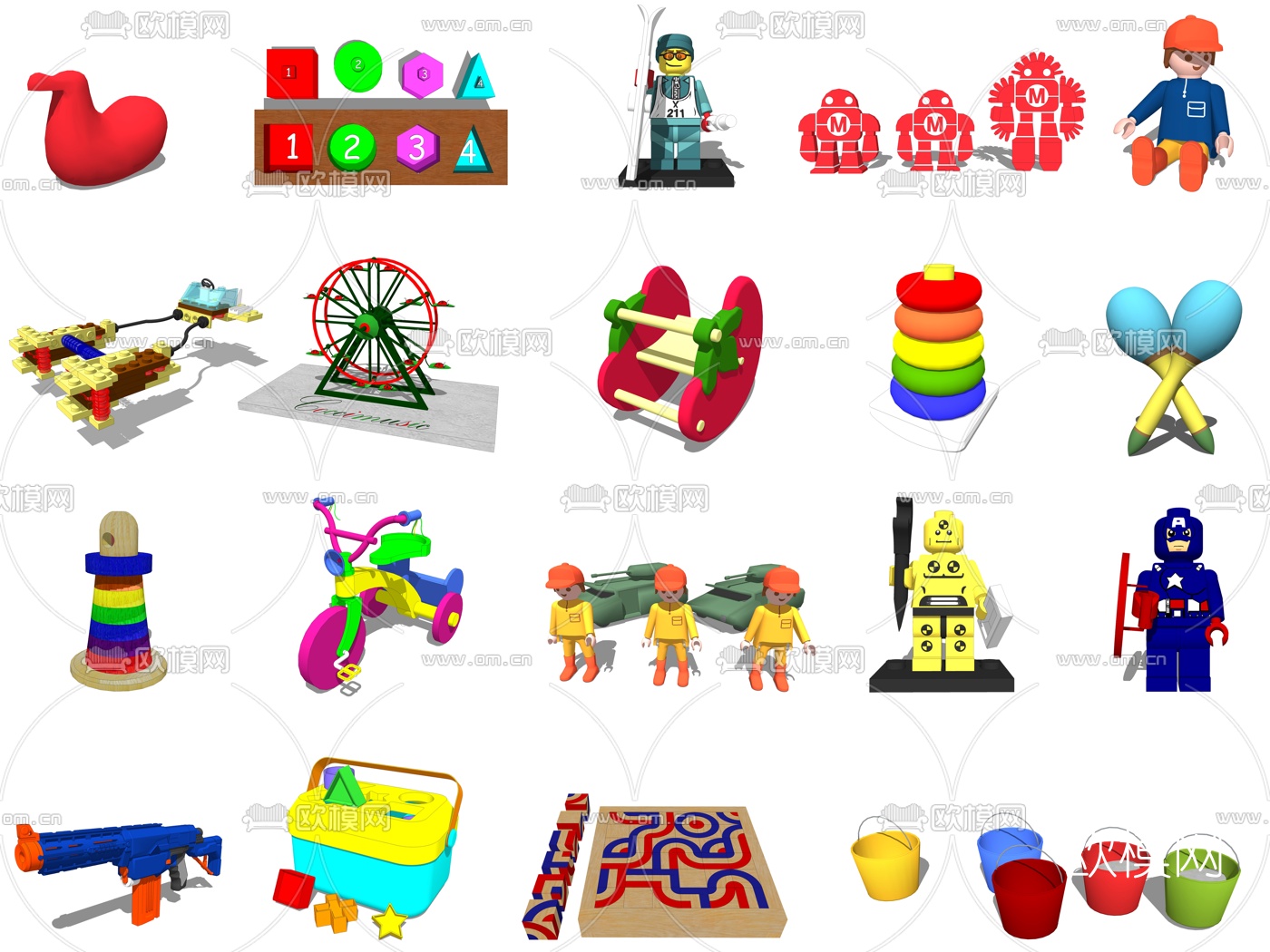 现代儿童玩具积木su模型下载（渲染图5）