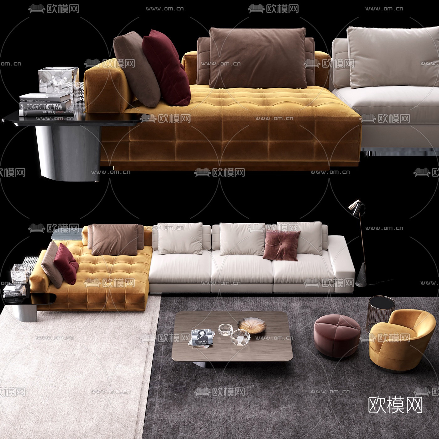 现代拐角沙发组合3d模型