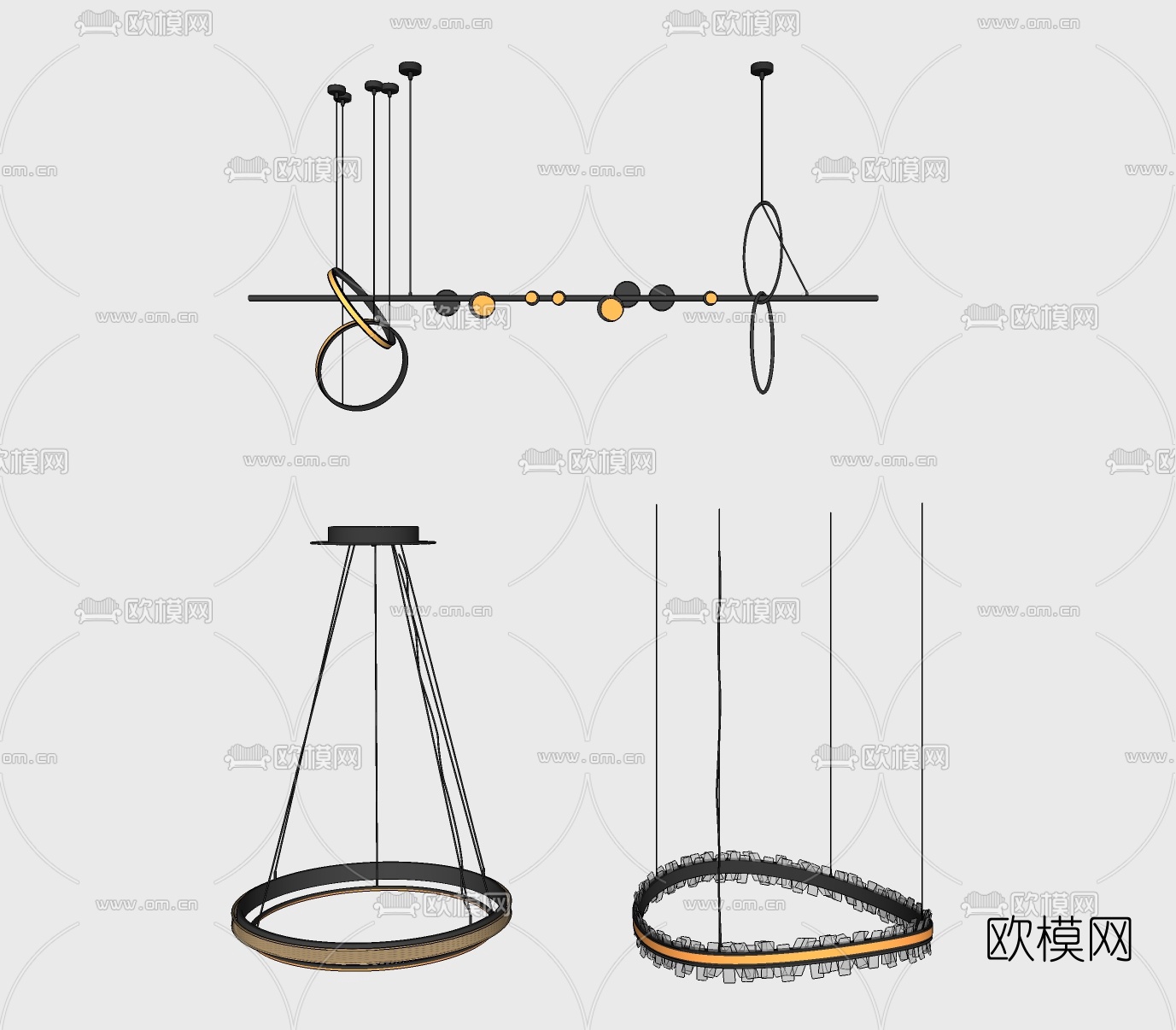 现代轻奢吊灯su模型下载
