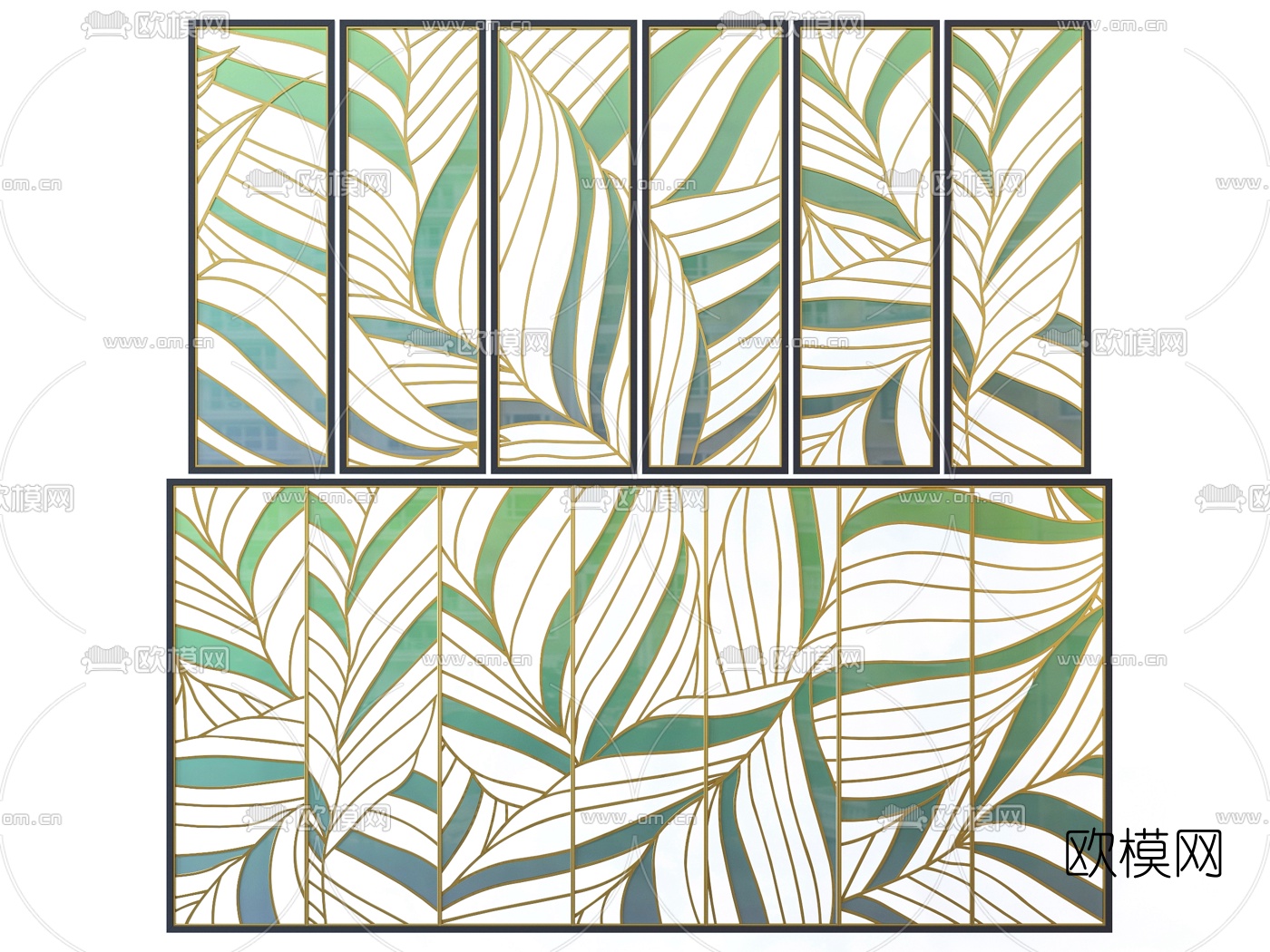 现代轻奢金属屏风隔断3d模型下载