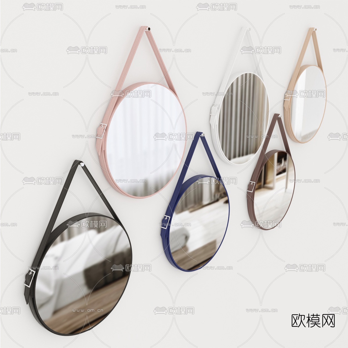 现代圆形壁镜3d模型