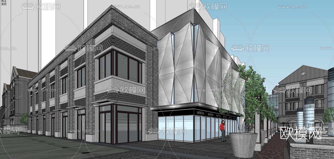 现代商业街su模型下载（渲染图5）