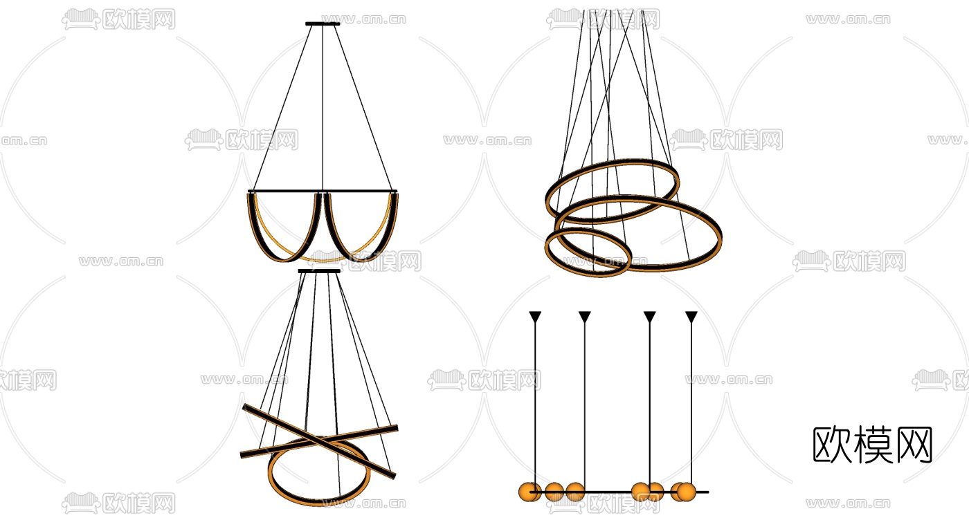 现代轻奢吊灯su模型下载