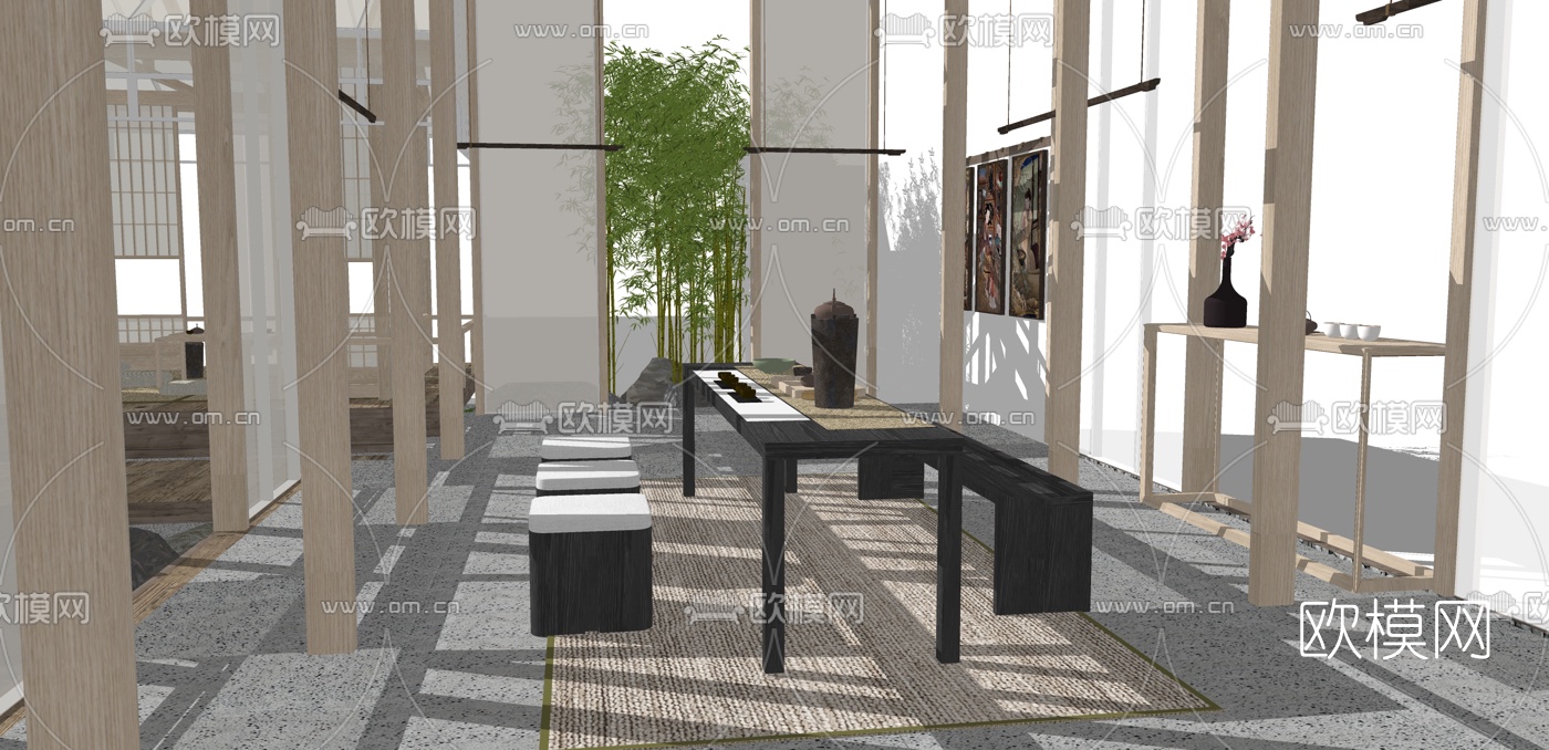 日式茶楼su模型下载（渲染图4）