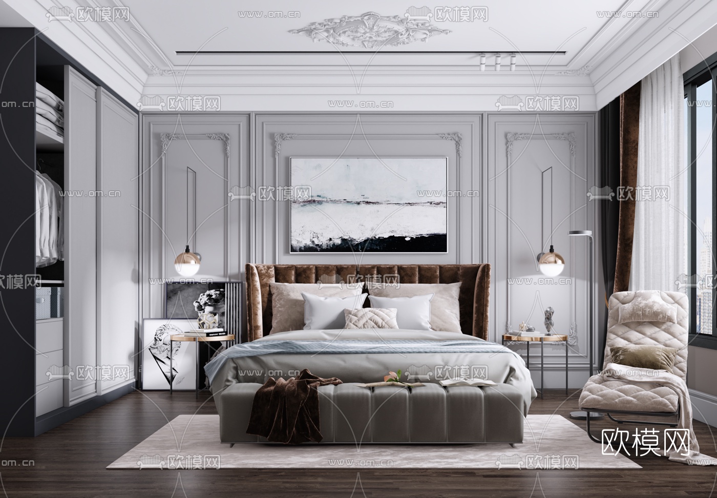 北欧卧室3d模型下载