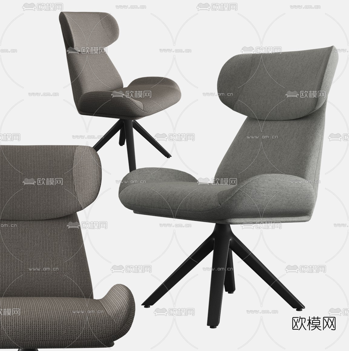 现代布艺办公椅3d模型下载