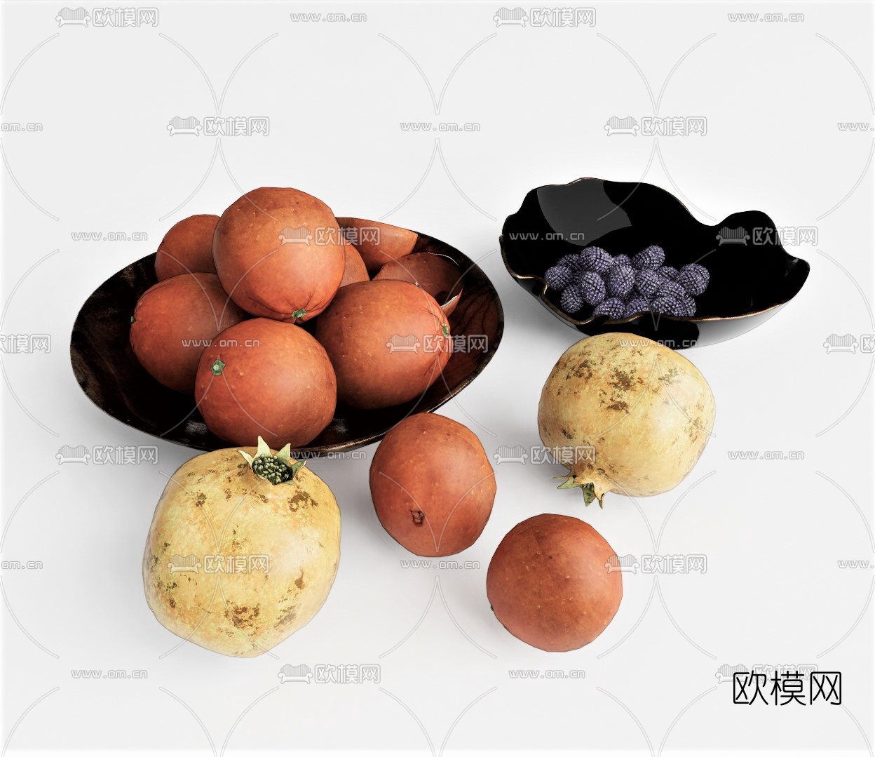 现代水果橘子石榴su模型