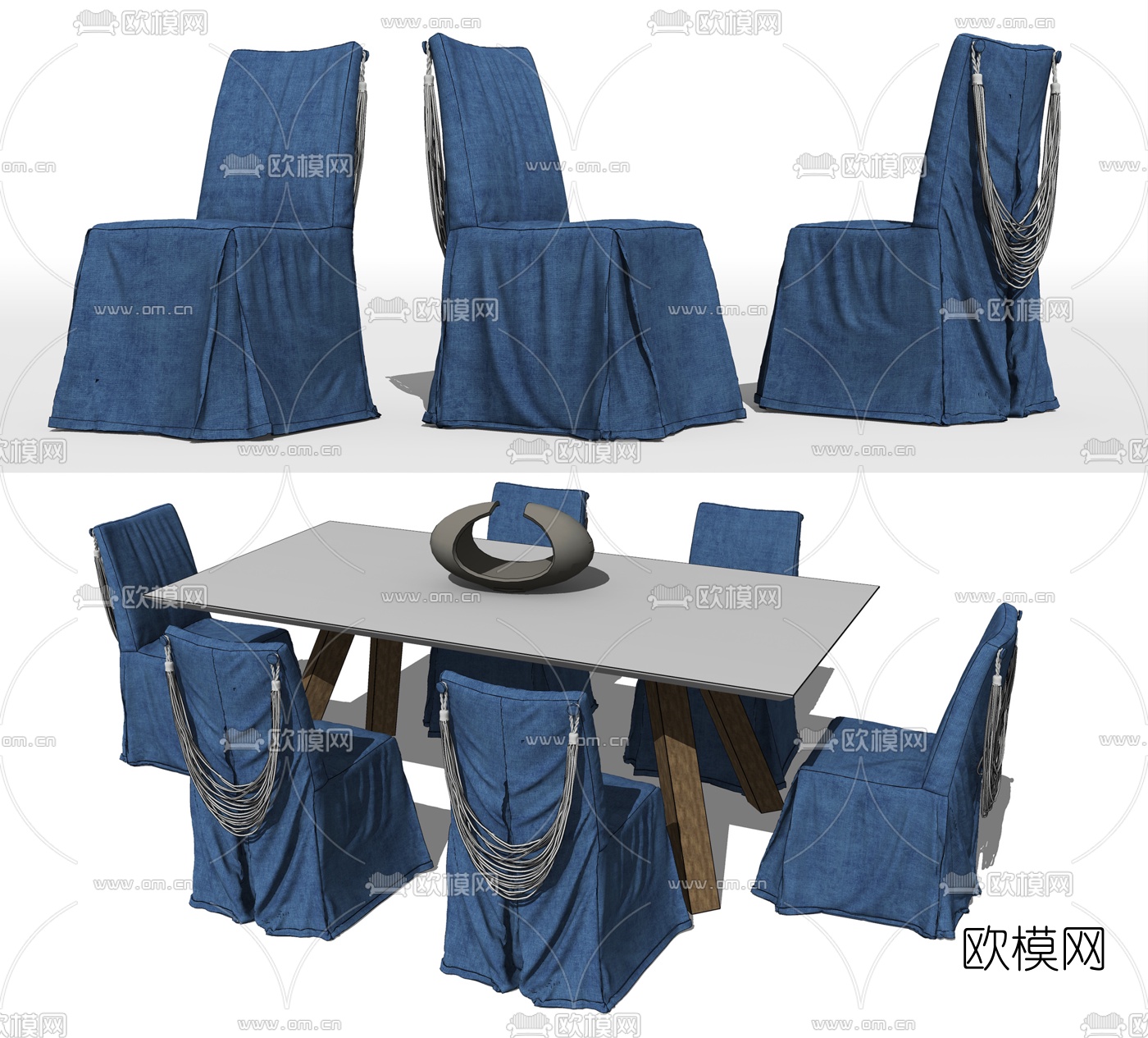 现代轻奢餐桌椅su模型