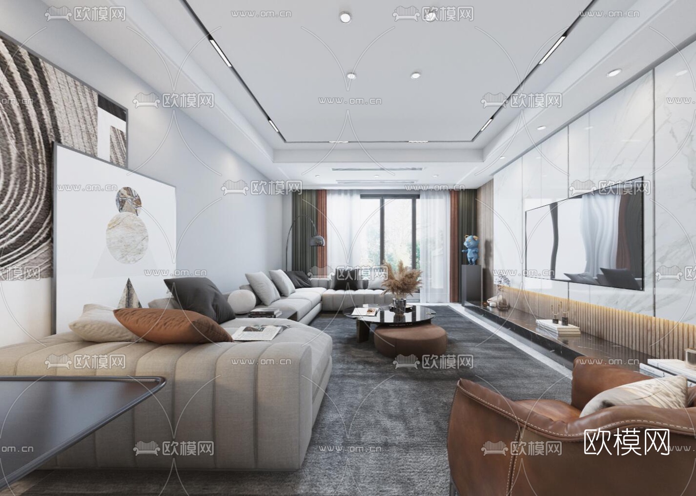 现代客厅餐厅vr全景3d模型