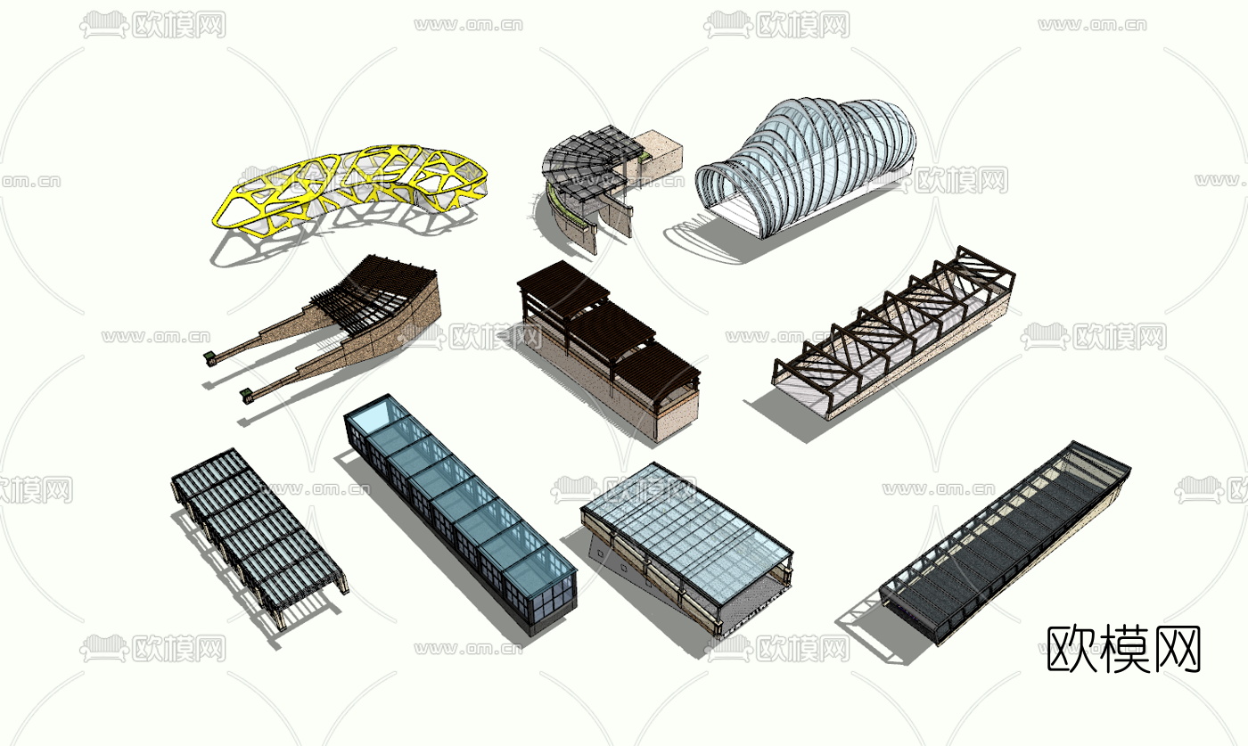 现代地下车库出入口su模型下载
