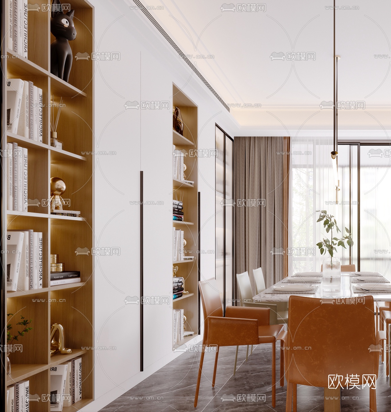 北欧轻奢餐厅3d模型下载（渲染图5）