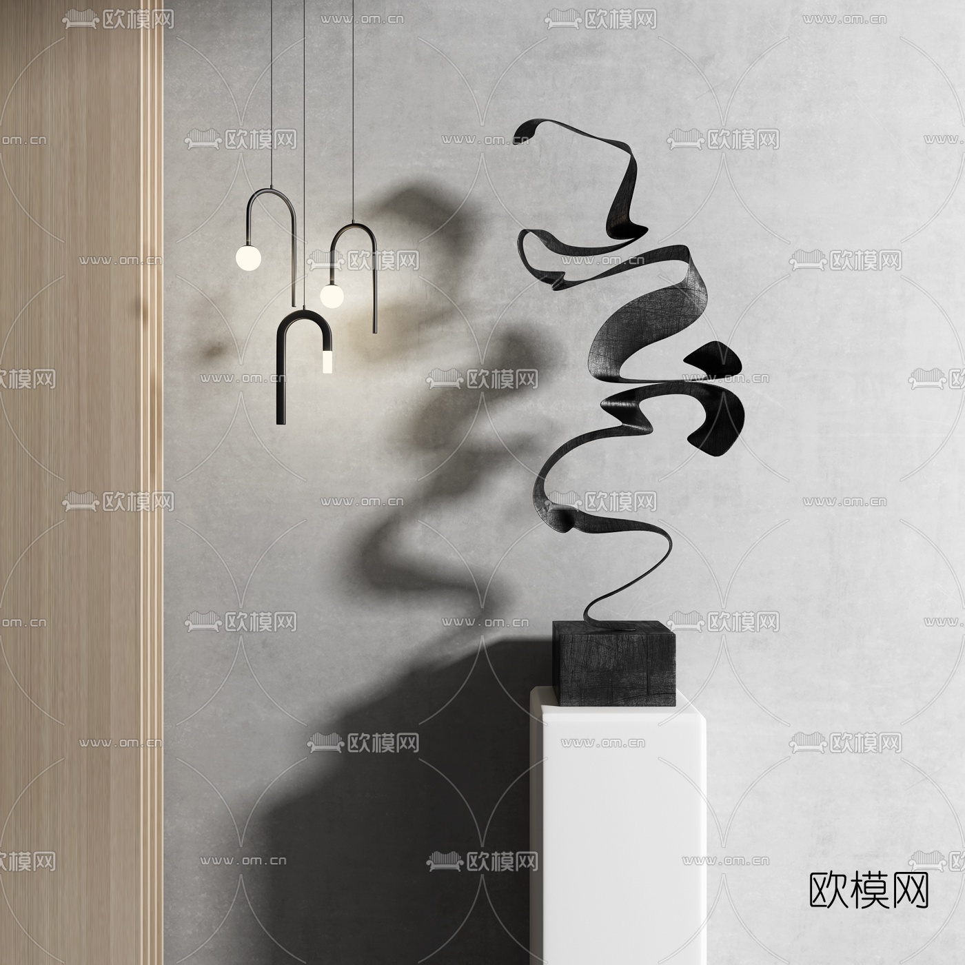 现代线条抽象雕塑3d模型